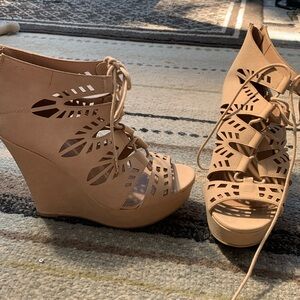 Beige Wedge Heels